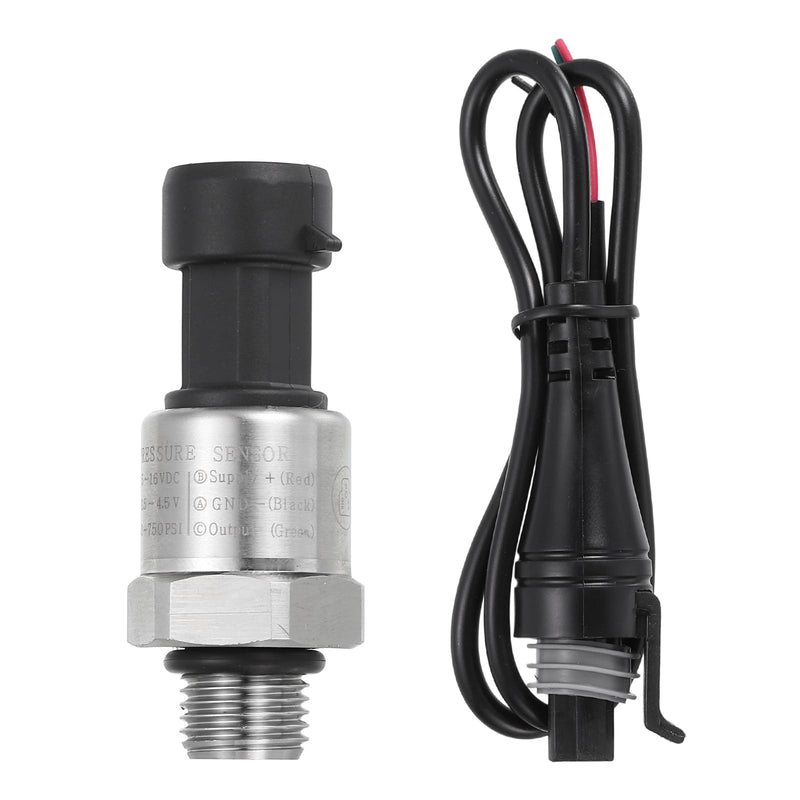 [Australia - AusPower] - MECCANIXITY Pressure Transducer Sender Sensor with Connector, G1/4" 750 PSI Stainless Steel Pressure Transmitter for Oil Fuel Water Air 
