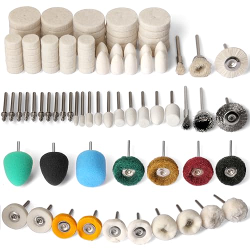 HOMEIDOL 103-piece polishing kit with buffing wheels and 1/8-inch shank polishing bits