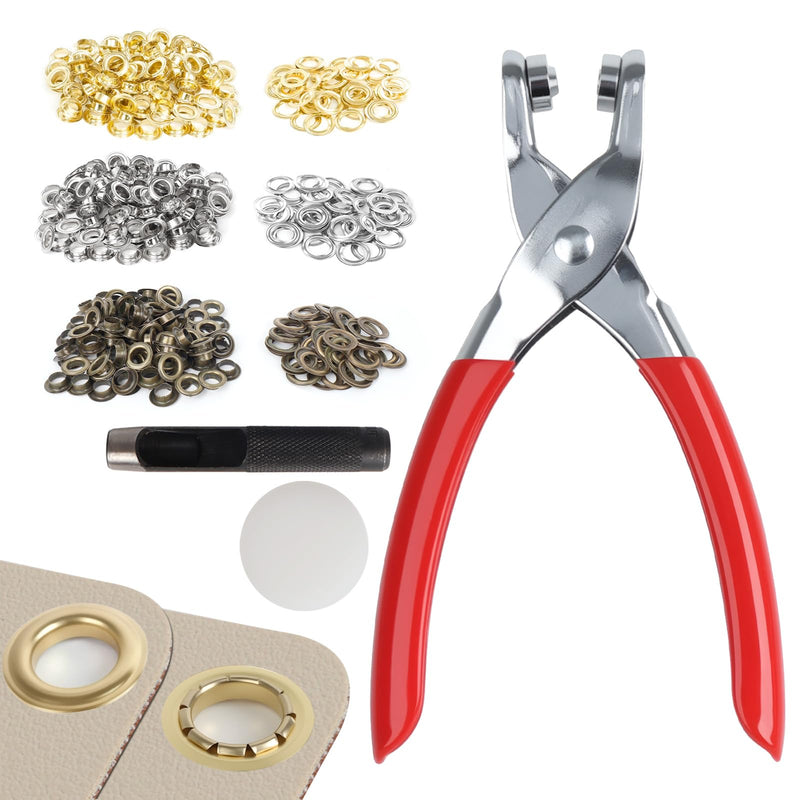 [Australia - AusPower] - 603Pcs 1/2 Inch Grommet Tool Kit, Grommet Eyelet Pliers Kit with 300 Sets Metal Eyelets with Washers(Gold, Silver and Copper), Eyelet Grommet Hand Press kit for Fabric, Leather, Shoes, Belt, Crafts 1/2 Inch-3 Color (603Pcs) 