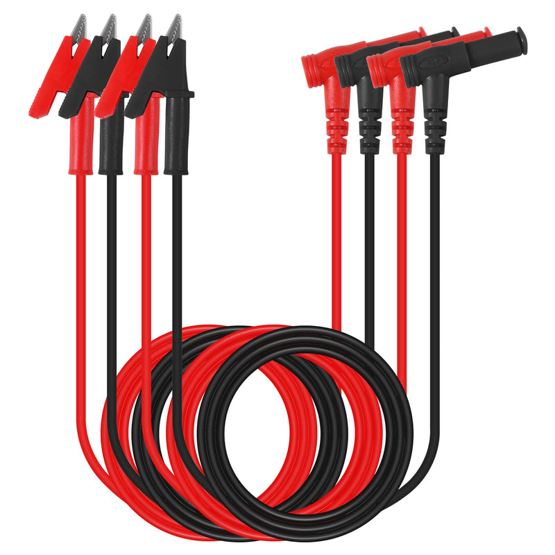 [Australia - AusPower] - 4PCS Alligator Clip Test Leads Banana Plug Right Angle to Alligator Clips Multimeter Test Leads 14 AWG Soft Test Cable Wires for Electrical Testing 3.3ft/1m 