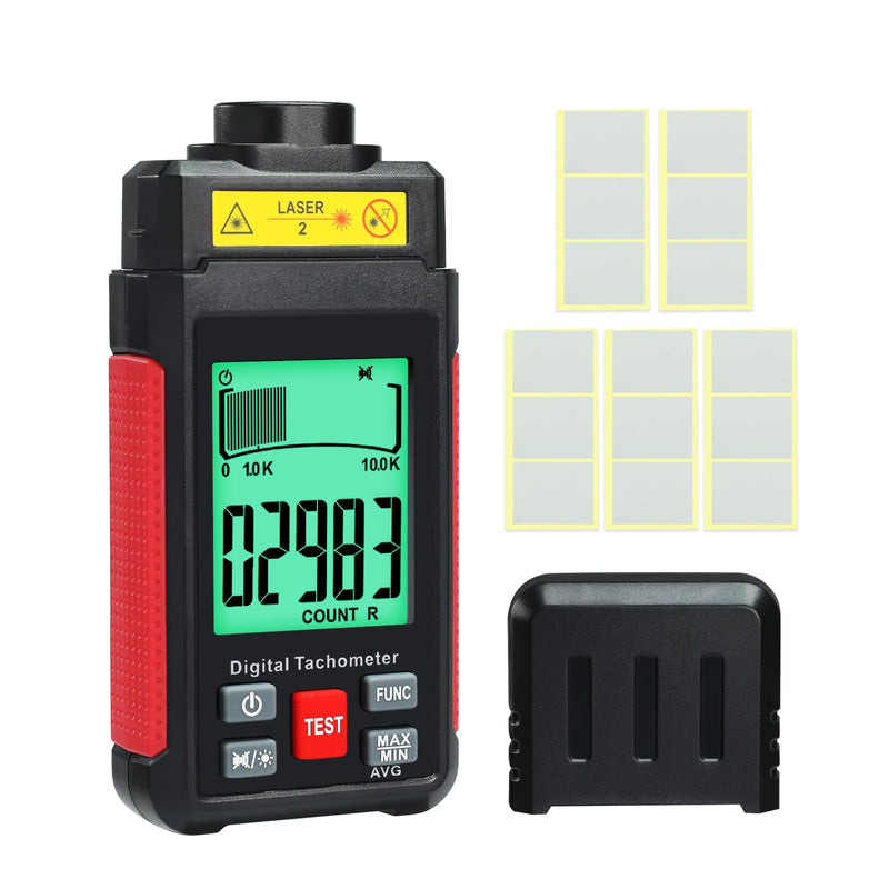 [Australia - AusPower] - Digital RPM Tachometer, Non Contact RPM Meter 10-99999 RPM High Accuracy Laser Tachometer Gauge with Reflection Tape, LCD Backlight, Data Hold & Max/Min/AVG Functions 