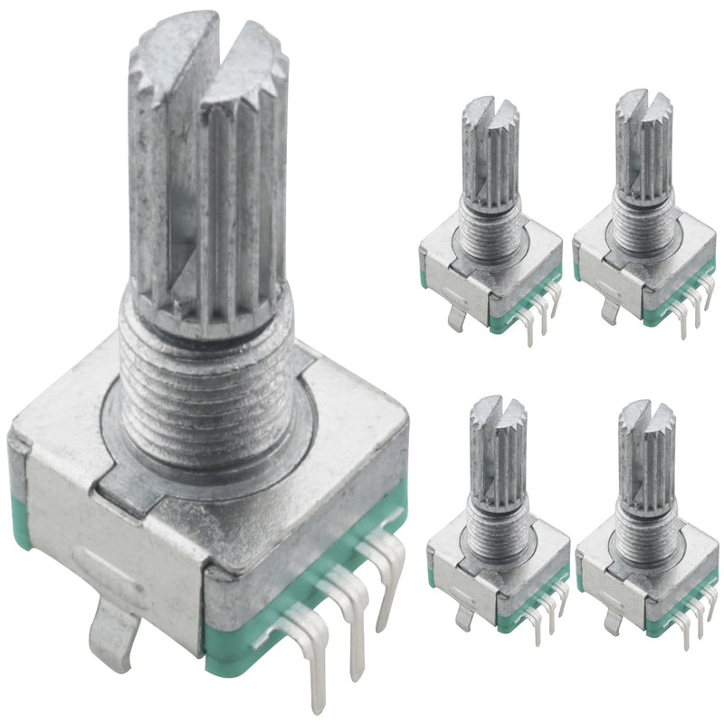 [Australia - AusPower] - 5PCS EC11 Rotary Encoder Code/Digital Potentiometer 20mm Plum Blossom Shaft 5 Pin with Switch for Audio Amplifier Mixer Headphones 