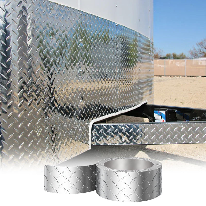 Aluminum Diamond Plate Sheet Metal, Mill Finish Diamond Sheet, Tread Texture Metal Panel Easy to Cut/Drill — for Commercial & Residential Use, Truck Beds, Trailers, Garage Walls & Cabinets, 120" × 4" 120x4In 0.045" Thick