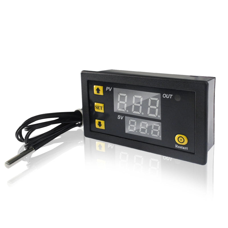 [Australia - AusPower] - Digital Temperature, Dual-Color LED Display, 0.1℃ Precision, Waterproof NTC Probe, Mini Controller Thermostat Sensor AC 110-220V for Automotive, RV, Greenhouse, Home Brewing 220 Volts 