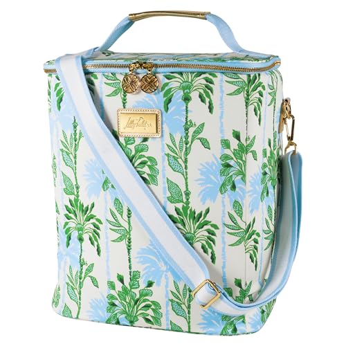 Lilly Pulitzer Insulated Wine Carrier, Cooler Bag Holds up to 4 Bottles of Wine, Soft Cooler with Adjustable/Removable Strap and Double Zipper Close (Swayin in The Breeze)
