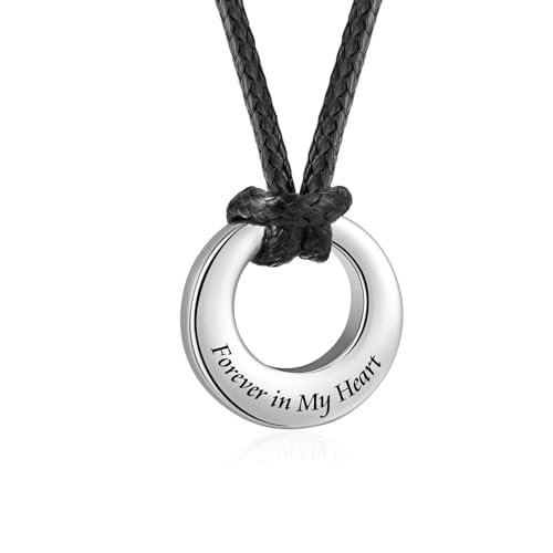 XIUDA Circle of Life Eternity Urn Necklace for Men Women Stainless Steel Cremation Jewelry for Ashes Memorial Pendant Ash Keepsake