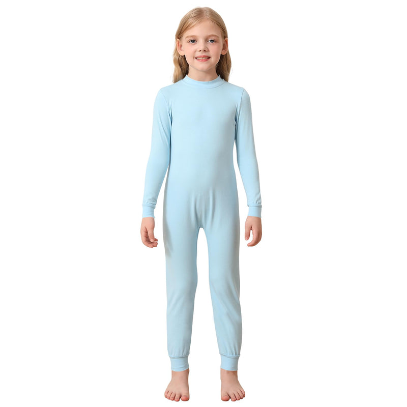 Adaptive Clothing for Special Needs Kids - Anti-Strip Zip Back Jumpsuit for Autism, Long Sleeve & Leg Blue 3-4