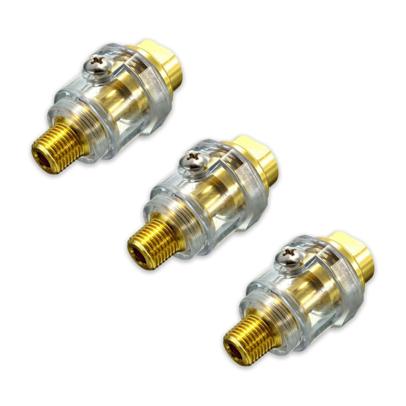 Pack of 3 Mini Compressed Air Oiler, Line Compressed Air Tool, Pneumatic Oiler for Pneumatic Tools, Pneumatic Oiler, Mini Oil Separator, 1/4 Pneumatic Accessories, Pneumatic Accessories