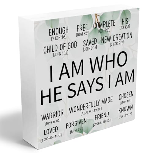 Christian Gifts for Women Men, Bible Verse Wooden Box Decorative Signs I AM