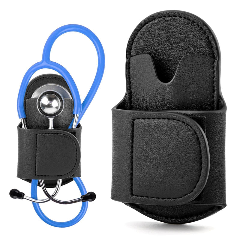 [Australia - AusPower] - Stethoscope Holder Hip Clip PU Leather Compatible with Littmann and Most Stethoscopes for Physicians, Nurses, EMT, Medical Nursing Students Black 