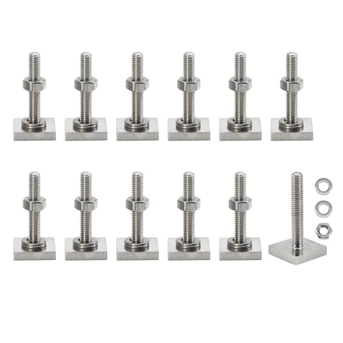 UTwaySteelPro M8x25 T-track adapter bolts with nuts, washers, and square sliding blocks for roof rack rails