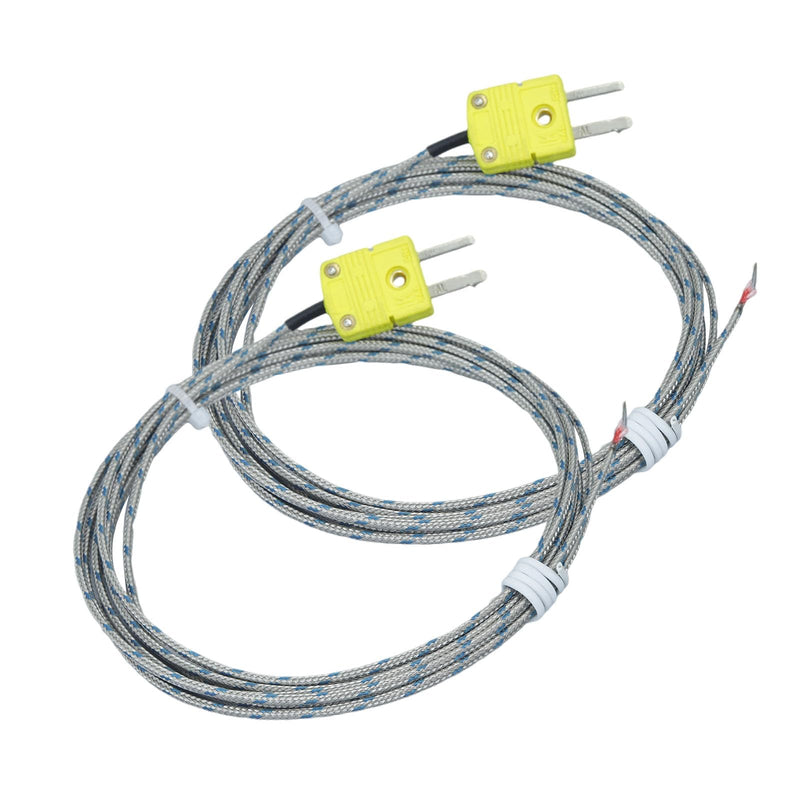 [Australia - AusPower] - 2 Packs K-Type thermocouple Probes Glass Fiber Cable 78 in Detection Range -50°F to 900°F 