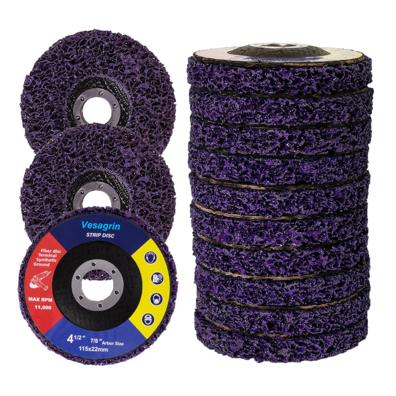 10 Pack 4.5 inch Strip Discs for Angle Grinder, Wire Stripping Wheel Paint Remover for Metal Surfaces, Abrasive Wheels Grinding Discs for Rust Welds Oxidation (4-1/2" x 7/8") 10 PCS Purple