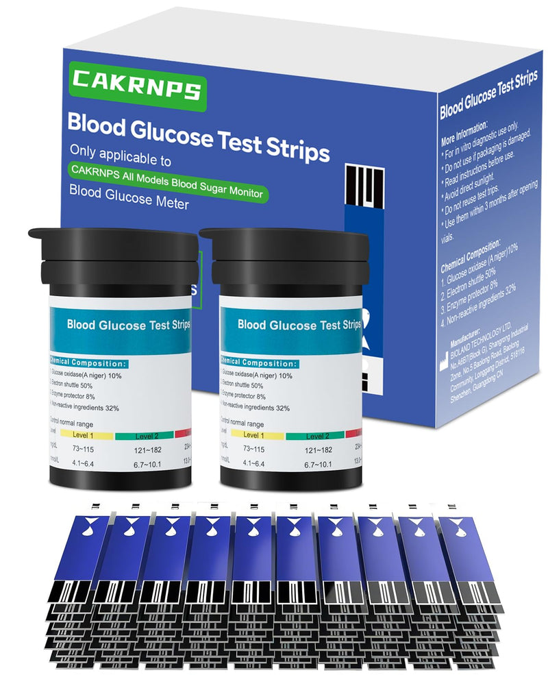 Blood Glucose Test Strips, 100 Count for Diabetes, Accurate, Auto Code, Compatible with All CAKRNPS Glucometer for Easy Blood Sugar Testing (No Monitor)