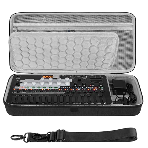 GEEKRIA Audio Interface Carrying Case, Compatible with SONICWARE Liven Ambient Ø / 8bit Warps/MEGA SYNTHESIS/Texture Lab/XFM/Lofi-12, EVA Hard Shell Portable Travel Bag (Dark Gray)