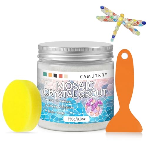 CAMUTKRY Mosaic Crystal Grout, 8.8oz container for mosaic tile projects, handmade art, and home decor