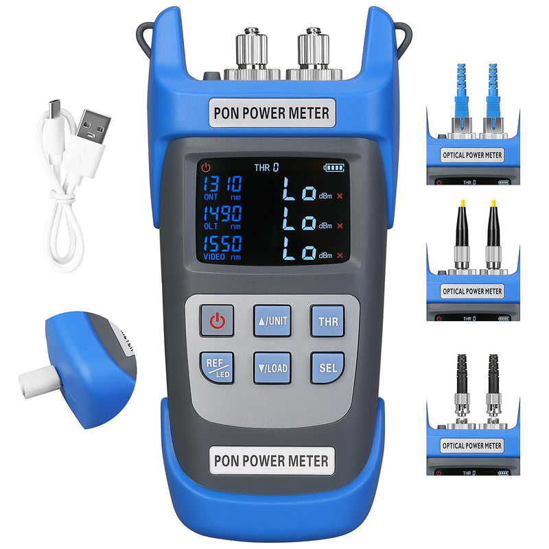 [Australia - AusPower] - Rechargeable Fiber Optic PON Optical Power Meter A-C330U SCUPC FCUPC Interface PON Network Tester 1310nm 1490nm 1550nm Fiber Optic Tester Handheld PON Optical Power Meter Testing Tool 