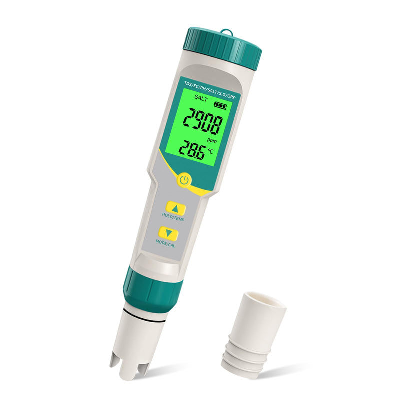 [Australia - AusPower] - 7-in-1 TDS/EC/Salinity/Temp/ORP/S.G/PH Meter for Water 0.01pH Accuracy, Tds Meter with ATC, 0.01 High Accuracy ph Tester Digital Pen Tester for Drinking Water, Aquarium 