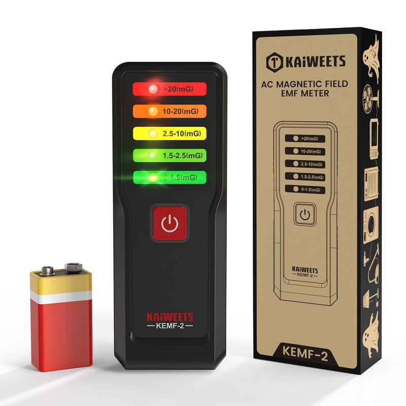 [Australia - AusPower] - KAIWEETS Magnetic Field EMF Meter, Ghost Hunting Detector, Handheld Electromagnetic Paranormal Investigation Equipment with 5 Level LED Lights, EMF Reader for Home, Office, Outdoor Inspection 