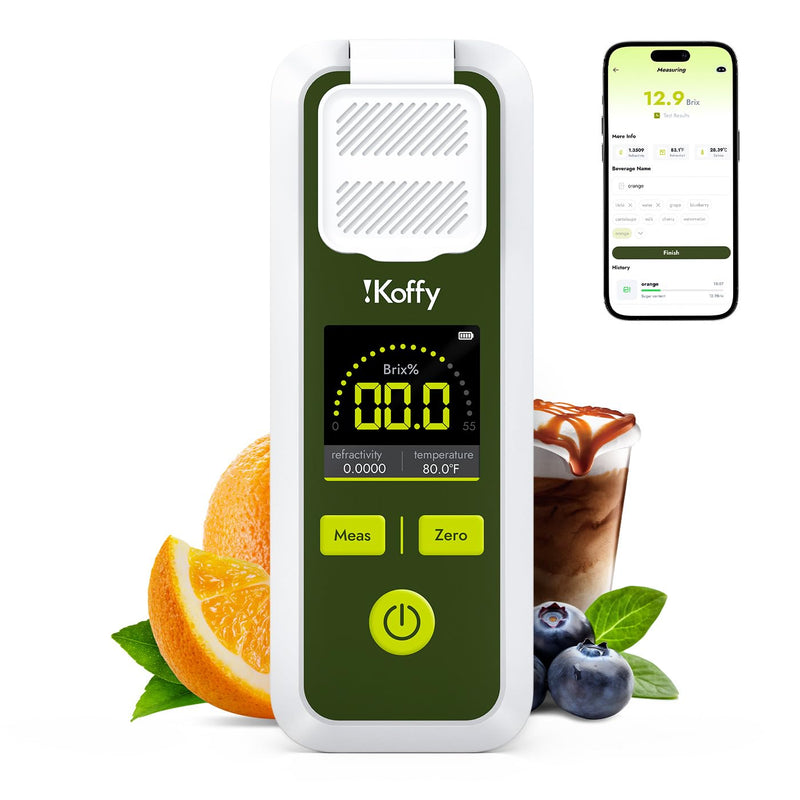 [Australia - AusPower] - AI Digital Brix Refractometer with ATC, APP Sync & AI Analysis, 0-55% Range, ±0.1% Accuracy, Waterproof & Rechargeable, for Fruits, Vegetables, Juices & Beverages 