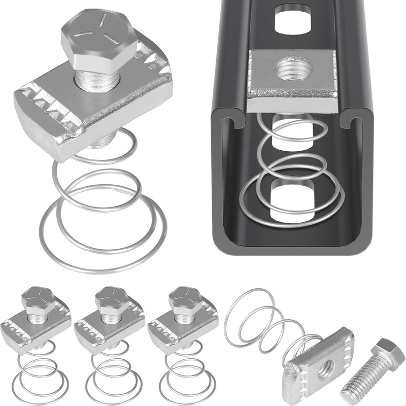 [Australia - AusPower] - 3/8"-16 Flared Spring Channel Nut and Bolt, 8 mm Thickened Strut Channel Cone Nut, Compatible with Strut Channel Support Systems, Solar Panel Mounting (40) 40 