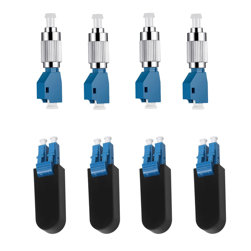 [Australia - AusPower] - 4 pcs FC Male to LC Female Fiber Adapter 9/125 Single Mode + 4 pcs LC/UPC OS2 Single Mode Loopback Plugs – for Fiber Optic Cable Testing, Network Troubleshooting & Certification 
