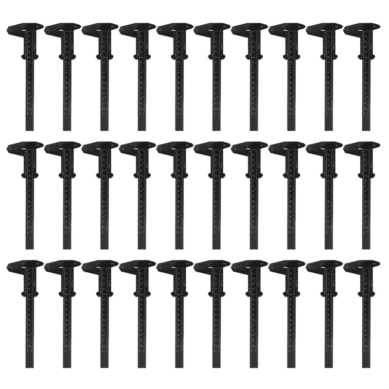 [Australia - AusPower] - 30 Pack Plastic Vernier Caliper, 150mm Eyebrow Measuring Tool, Mini Sliding Ruler Caliper Gauge for Students DIY Crafts School Office Tattoo Eyebrow Artists Use (Black, 0-6"/0-150mm) 