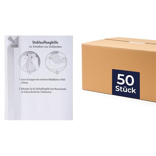 HaseMed Chair Sample Collectors - Pack of 50 Disposable Chair Catchers with Adhesive Tabs for Toilet - Hygienic, Clean Chair Sample Collection - Biodegradable & Water Soluble for Laboratory, Practice & Home