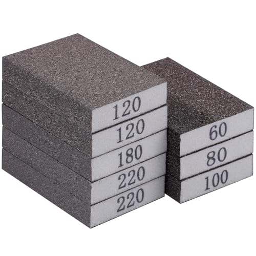 Sanding Sponge Set, 6 Grits, Wet & Dry, Can Be Cut to Size, Pack of 8 | Washable, flexible, for wood, metal, walls, plastic, ceramic, coarse to fine 60/80/100/120/180/220 8 pieces #60-#220