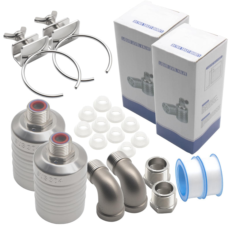 [Australia - AusPower] - MAKERELE 2PCS 1/2" to 3/4'' Float Valve Metal, NPT 304 Stainless Steel Automatic Water Level Control Float Valve for Tanks, Pools, Ponds, and Livestock Troughs 2 