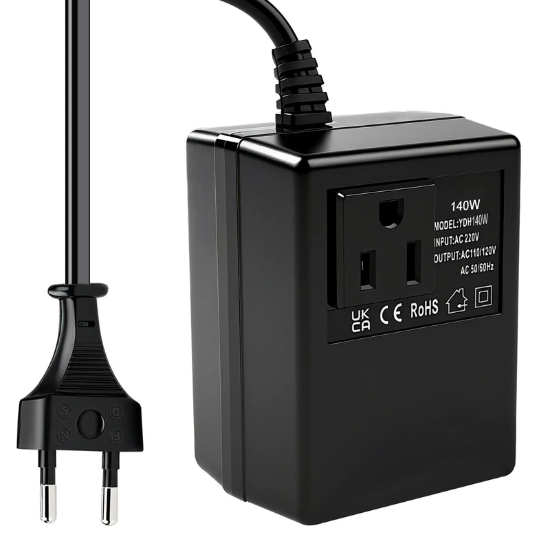 Voltage Converter Transformer 220 V to 110 V 140 W Power Adapter Down Power Converter Travel Power Adapter Transformer EU to US Voltage Converter EU Plug