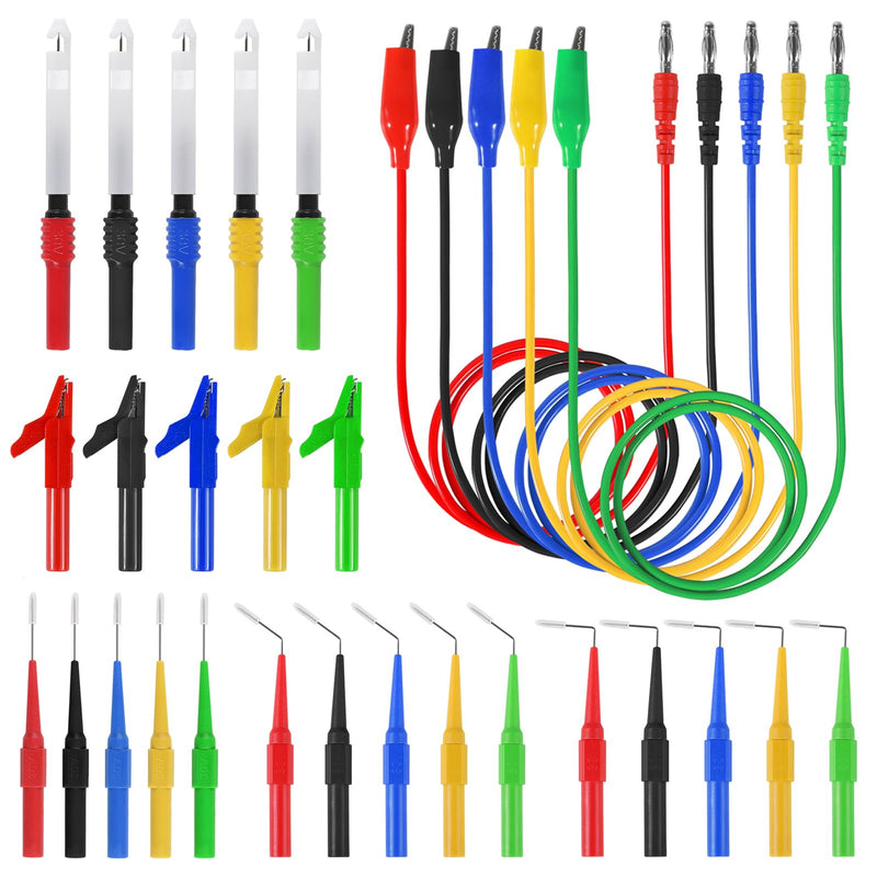 [Australia - AusPower] - 30pcs Back Probe Kit Banana Plug to Copper Alligator Clips Automotive Test Leads Set, Insulation Wire Piercing Probes, Back Probe Pins Test Wires for Car Repairing Diagnostic Circuit Testing 