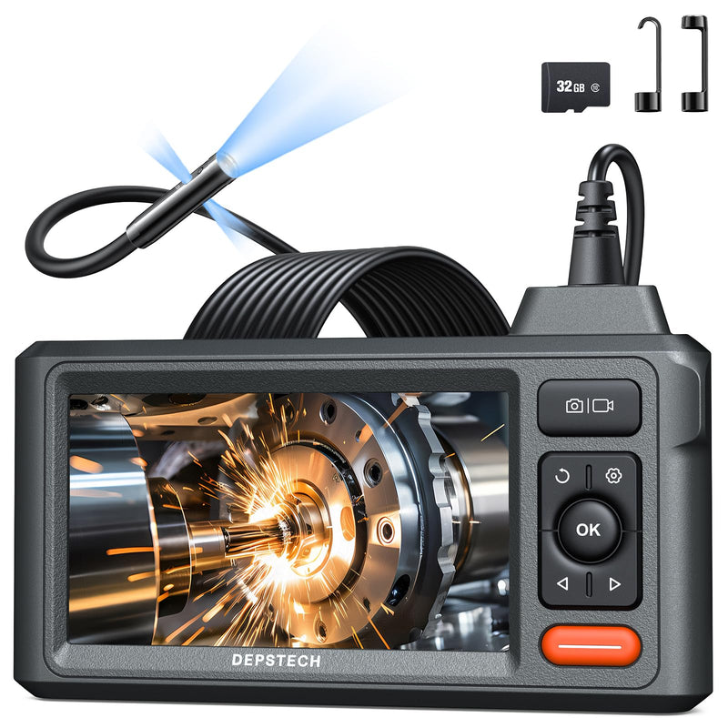 [Australia - AusPower] - DEPSTECH Inspection Endoscope Camera with Lights: 1080P Triple Lens Snake Camera with 5" Screen and 16.5FT Flexible Cable, Waterproof Industrial Borescope Tool for Auto, Wall, Sewer, Pipe, Mechanics 