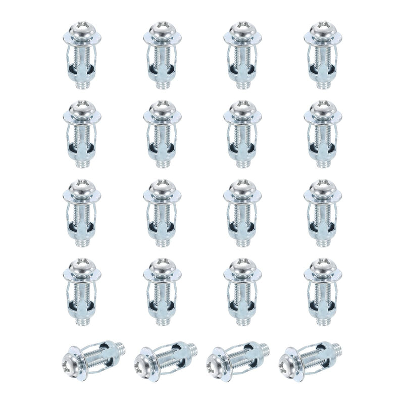 [Australia - AusPower] - uxcell 20 Set M8x34.5mm Jack Nuts, Carbon Steel Zinc Finish Expansion Screw Petal Nut, Multi-Grip Insert Rivet Nut Fasteners for Hollow Wall Iron Skin Line Use in Thin Soft Wall, Silver 