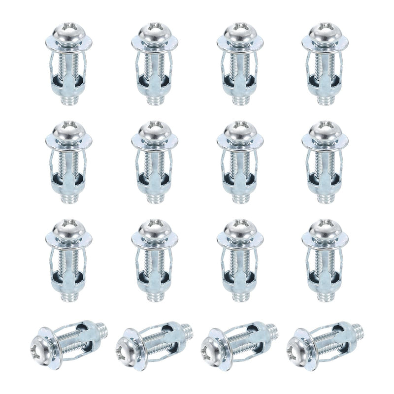[Australia - AusPower] - uxcell 16 Set M8x34.5mm Jack Nuts, Carbon Steel Zinc Finish Expansion Screw Petal Nut, Multi-Grip Insert Rivet Nut Fasteners for Hollow Wall Iron Skin Line Use in Thin Soft Wall, Silver 