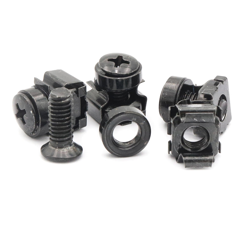 [Australia - AusPower] - 50 Pack Rack Mount Screws and Cage Nuts Assortment Kit, M6 x 16 mm Screws and Nuts Combination, with Washers, 304 Stainless Steel, Zinc-Plating (Black) 