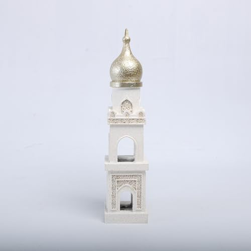 Islamic Cultural Decor Collection - Handcrafted Resin Mosque Models & Tower Ornaments for Home/Office Display Ramadan Decoration (Tower 1) tower 1