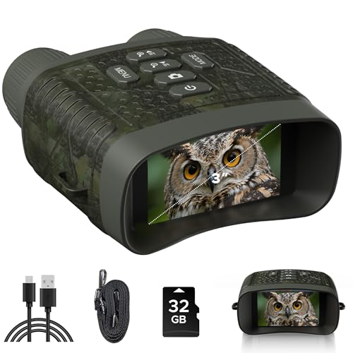 Night Vision Goggles, 4K Night Vision Binoculars, Infrared Digital Night Vision with 3'' HD Screen & 10X Digital Zoom, 5000mAh Battery and 32GB TF Card, Tech Gadgets Telescope for Camping DEEP GREEN