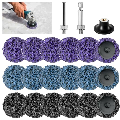 Pack of 18 CSD Discs, 2 Inch 2 in / 50 mm Purple / Blue / Black Sanding Discs | Coarse Cleaning Disc for Angle Grinder, Cleaning Disc Set for Surface Processing, Metal, Stainless Steel, Paint, Rust 50 mm, 18 pieces, 6 black, 6 blue, 6 purple