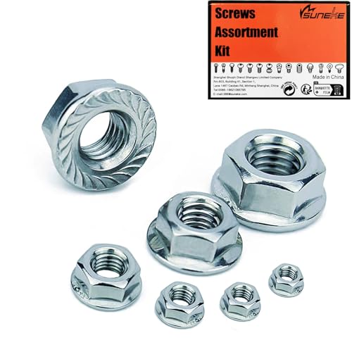 Suneke 3/4-10 Grade 8 zinc-plated carbon steel serrated flange hex nuts, 10-piece plastic box