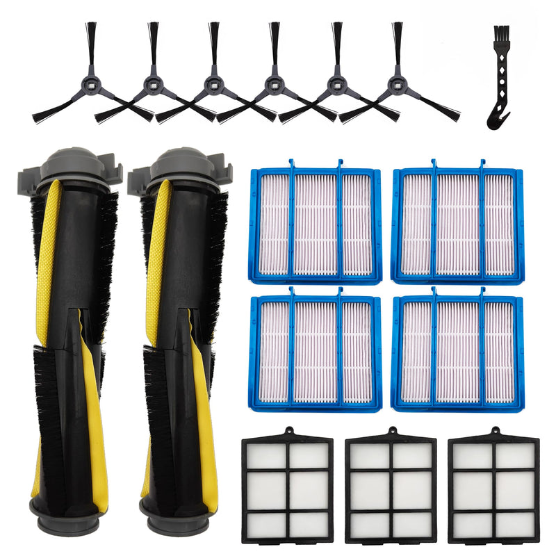 Replacement Part for Shark Navigator Robot Vacuum RV2110/RV2120AE/AV2110S Robot Cleaner.2 Main Brush, 4 Filters, 3 Filter Mesh, 6 Side Brushes 16 Pcs