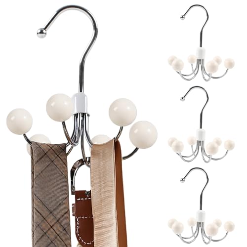 4 Pack Hoodie Hanger for Organizer 360° Swivel Closet Hooks for Belt, Space-Saving Hanger Bra Storage, Accessorise Organizer for Tie, Hat, Tanktop, Scarf, Purse Cream 4 PCS
