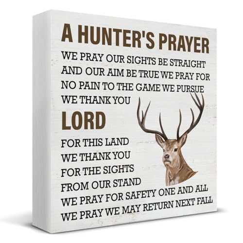 Hunting Decor, Deer Decor, Hunter's Prayer Wood Sign Home Living Room Desk Shelf Wall Table Decoration