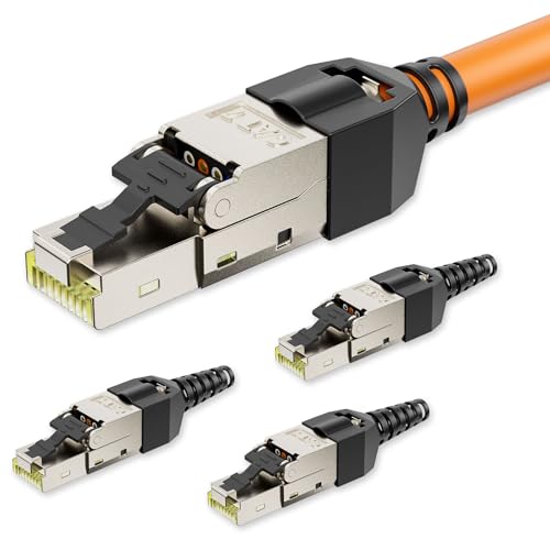 iwillink RJ45 Connector Toolless CAT7 Network Connector 10Gbps 4pcs | LAN plug Ethernet installation cable, premium LSA insulation terminal, CAT6 CAT6a CAT7 network cable, PoE support 4