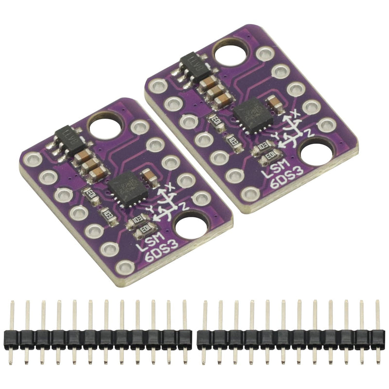 [Australia - AusPower] - 2PCS LSM6DS3 Accelerometer Gyroscope Embedded Digital Temperature Sensor Board Tilt Angle Module SPI IIC I2C Interface Breakout Module 