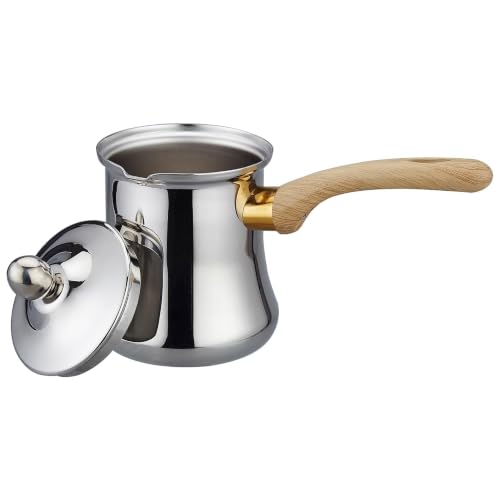 SANQIAHOME Quality Turkish Coffee Pot Set, 720ml(24oz),Coffee Maker, Chai Pot, Arabic,Briki Greek Coffee Pot, Coffee Warmer and Butter Melting Pot, Coffee Cezve silver 720ml(24oz)