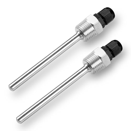 Iruihoo Thermowell Stainless Steel Immersion Sleeves, Pack of 2, G 1/2 Inch Thread for Temperature Sensor, Protection Tube for Temperature Sensors, Immersion Protection Tubes for Thermocouples, 8 x 150mm