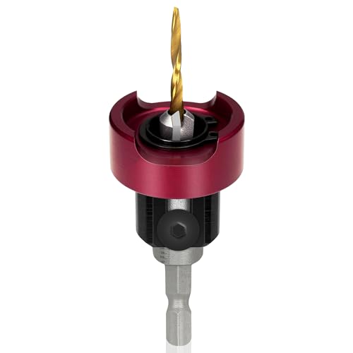 KEENTECH 3/8-inch carbide tipped countersink tapered drill bit with 5/32-inch drill diameter and depth stop