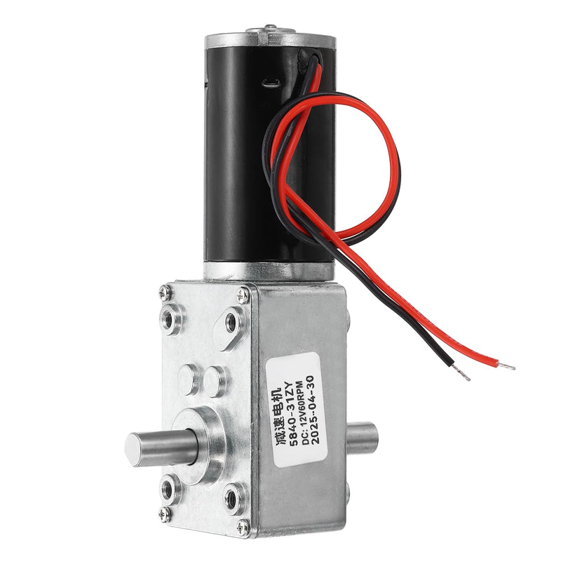 [Australia - AusPower] - MECCANIXITY DC12V Worm Gear Motor, 60RPM 15mm D Shaft Self-Locking High Torque Speed Reduction Gear Motor for Automotive, Home Appliances, Robotics 12V 60RPM 