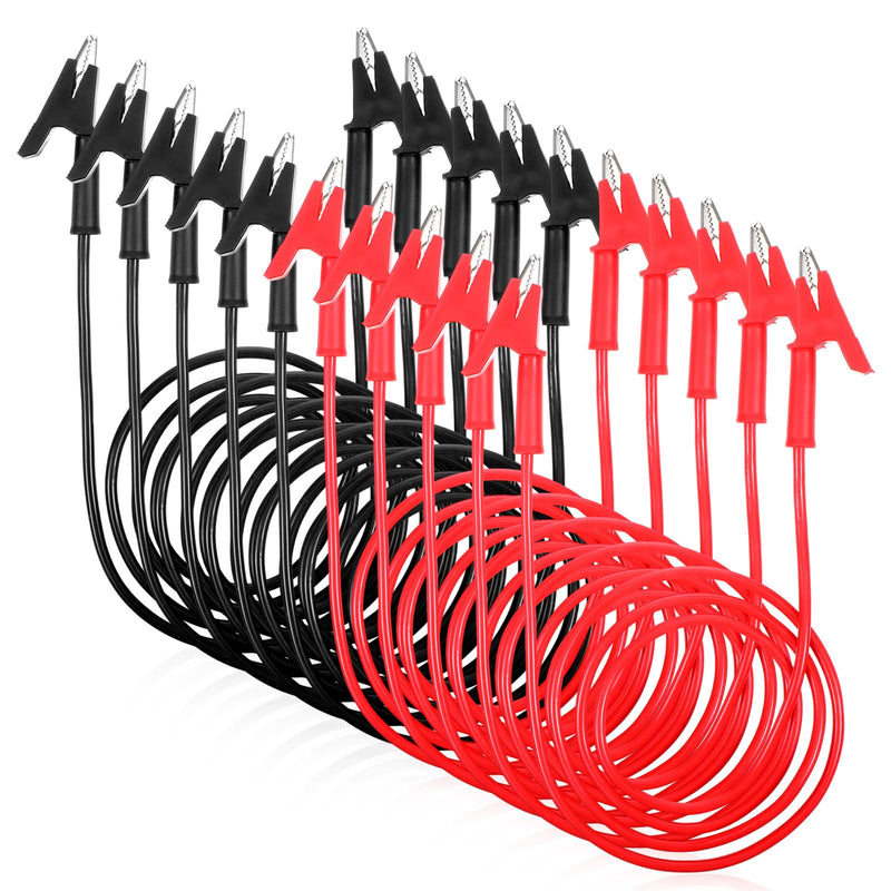 [Australia - AusPower] - 10 Pcs 14 Gauge Jumper Wires Alligator Clips to Alligator Clip Electrical Test Wires Set Silicone Flexible Cable for Electrical Testing (3.3 Ft) 